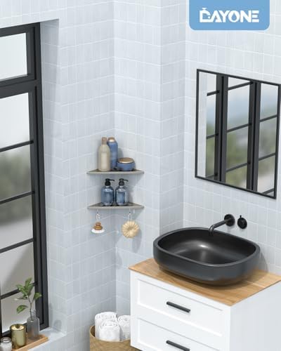 DAYONE 10" Corner Shower Shelf Brushed Nickel, 304 Stainless Steel Slot Design Recessed Corner Shelves with 2 Hooks and 4 Holes, for Bathroom Shower Kitchen 2 Pack