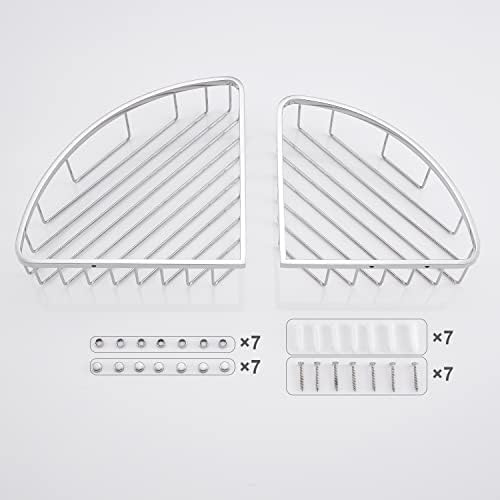 Corner Shower Caddy Organizer, SUS304 Stainless Steel Heavy Duty Rust-Proof Shelf Shampoo Holder, Wall Mounted Storage Rack for Bathroom Kitchen, 2 Packs Polished Chrome