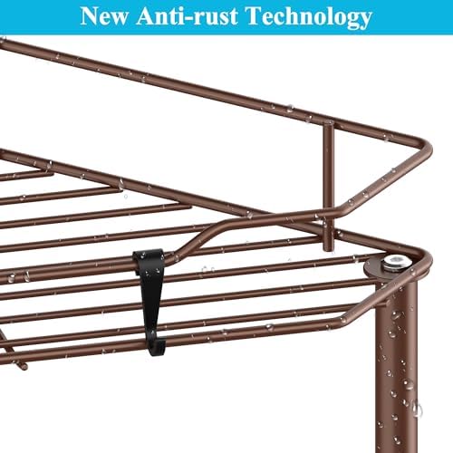 HuggieGems Metal Floor Standing Corner Shower Caddy, Coffee, 4 Tier