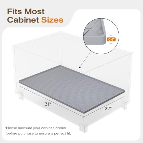 TRZZ Waterproof Under Sink Mat, 31"x22", Drip Tray Shelf Liner, Black