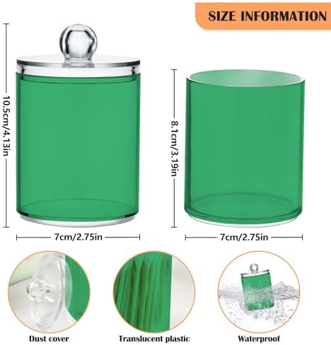 Gredecor 4 Pack Medium Sea Green Qtip Holder Organizer Dispenser Clear Bathroom Storage Canister Cotton Ball Holder Bathroom Containers for Cotton Swabs/Pads/Floss