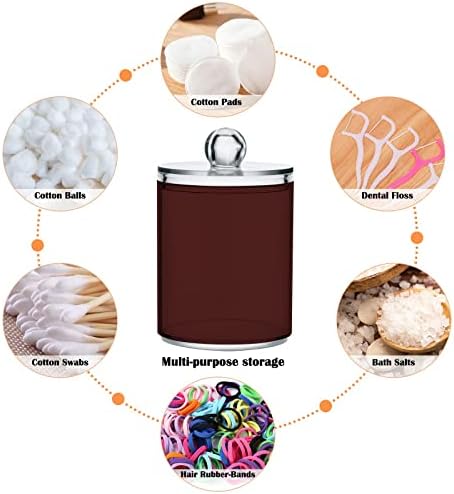 SHJI Indian Red Qtip Holder Organizer Dispenser Cotton Swabs Cans Plastic Jars with Lid Set 4 Pack Bathroom Storage Canister for Cotton Ball Floss Cotton Pads