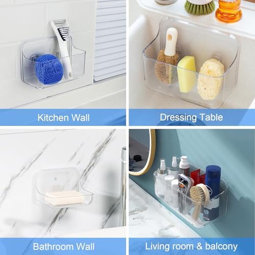 Diesisa Acrylic Wall Mount Organizer, 3Pcs Clear Adhesive Bathroom Shelves