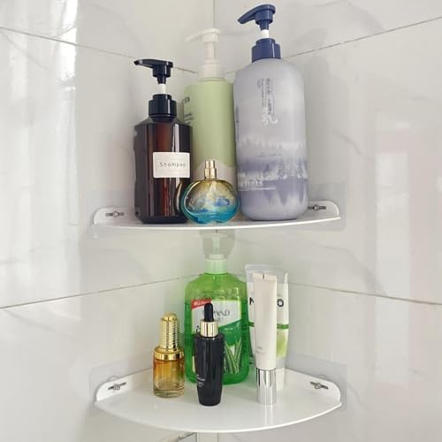 Corner Shower Caddy Shelf Rack, 8.5"x8.5" 2 Tier White