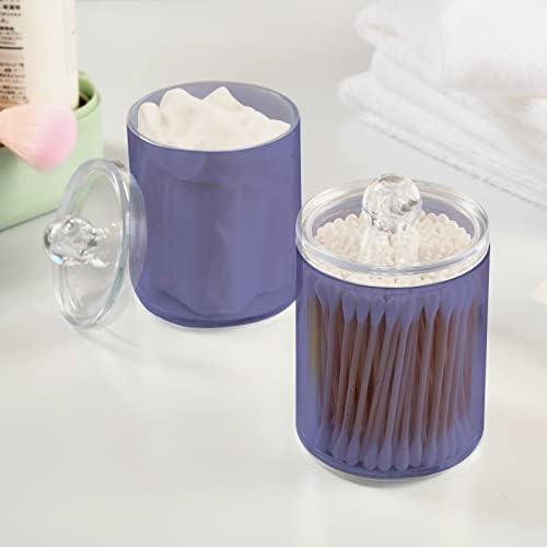 DOMIKING Purple 2 Pack Cotton Swab Holder Dispenser Plastic Jar Bathroom Storage Canister Acrylic Containers for Cotton Swab Round Pads