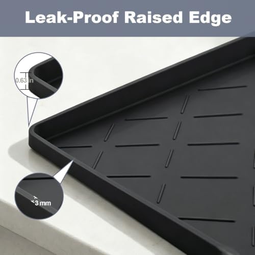 Extra Thick Dog Food Mat Waterproof with Raised Edge 19" x 12"