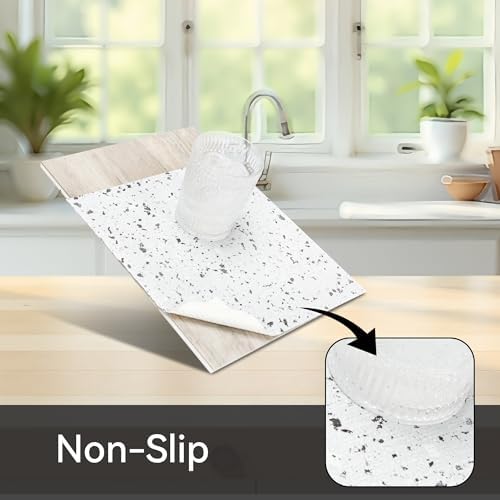 FIFTY FEET 12"x120" Non-Adhesive Shelf Liner for Kitchen Cabinets and Drawers, Washable Non-Slip PVC Cabinet Liner (Rock)(1 Roll)