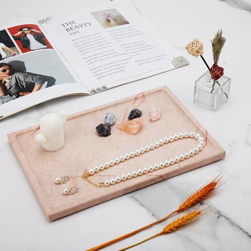 Real Luxurious Natural Marble Tray - 12x8 Inch Marble Vanity Tray