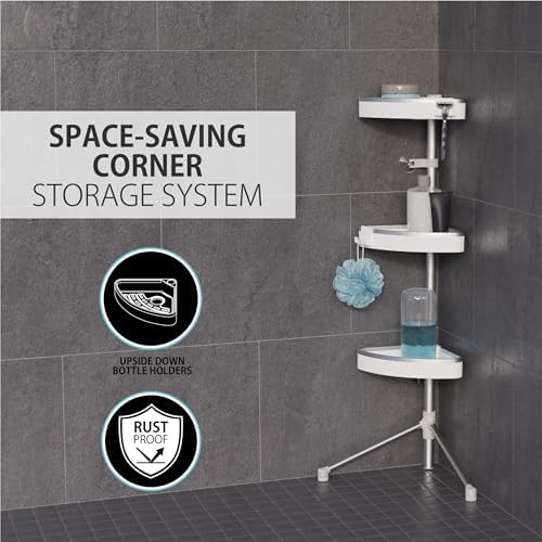 Better Living HiRise 3 Standing Corner Shower Caddy, White