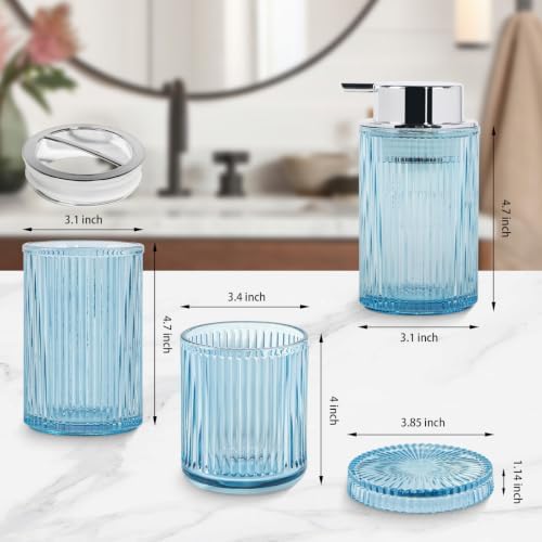 4pcs Blue Glass Bathroom Accessories Set