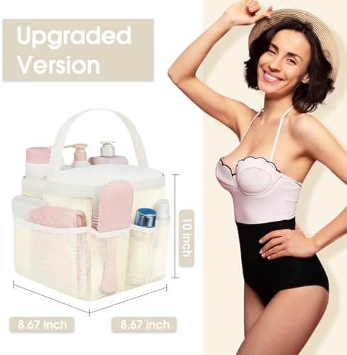 Mesh Shower Caddy Portable - 9 Pockets for College Dorm Room Essential