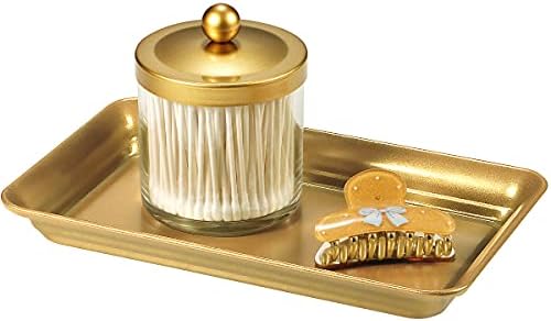 SheeChung Metal Vanity Tray, Bathroom Counter Storage Tray, Gold 4 Pack
