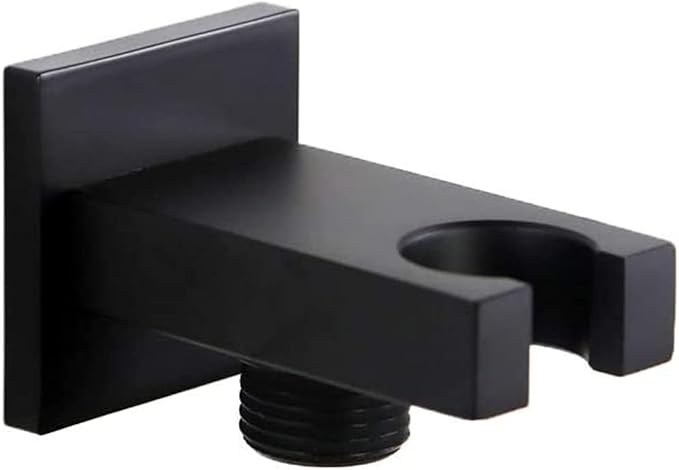 Matte Black Vintage Wall-Mounted Shower Head Holder with Hose Connector, Holds Hand Shower Head and Bidet Sprayer, Includes Wall Outlet Elbow