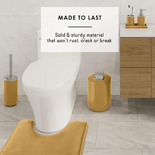 Clara Clark Bathroom Set - Gold Bathroom Accessories Set, 20PC Bathroom Accessory Set, Shower Curtain Set with Liner, Toothbrush Holder, Soap Dispenser, Soap Dish, Toilet Brush Holder, and Trash Can