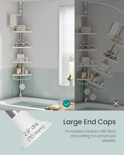 SONGMICS 4-Tier Corner Shower Caddy Tension Pole for Bathroom