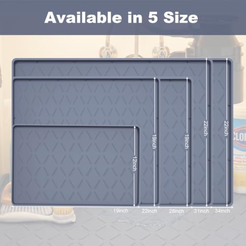 Extra Thick Under Sink Mat Waterproof with Raised Edge 31" x 22"