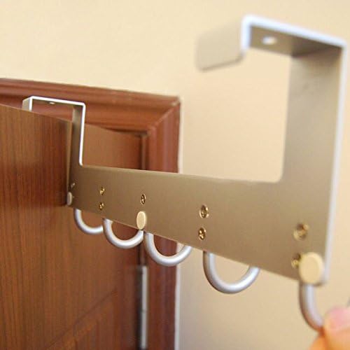 Over The Door Towel Rack Hook Holders Organizer, Metal Coat Hanger 6 Hooks Over Door Hanger