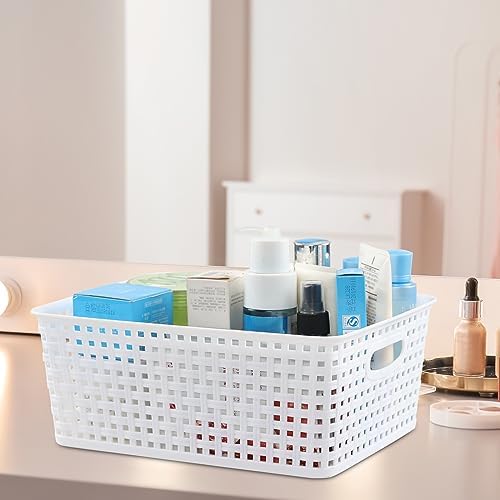 Plastic Storage Baskets for Shelf, 4 Packs