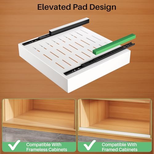 2Pack Pull out Cabinet Organizer, 21"Deep, Heavy Duty Full-extension Slide out Drawers for Kitchen Cabinet, Roll out Shelf Storage with Nano Adhesive for Pots,12"W x 21"D x 3.1"H, White