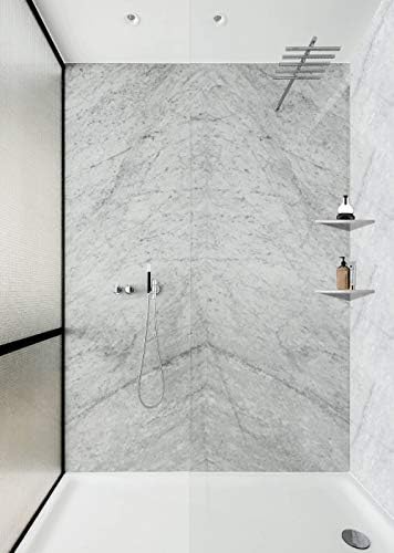 Genuine Marble Corner Shelf for Bathroom Shower Wall, 9"X9"X5/8", Both Sides Polished (CWMT9SHELF - Carrara White)