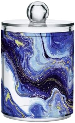 MNSRUU 2 Pack Qtip Holder Organizer Dispenser Purple Blue Marbling Bathroom Storage Canister Cotton Ball Holder Bathroom Containers for Cotton Swabs/Pads/Floss