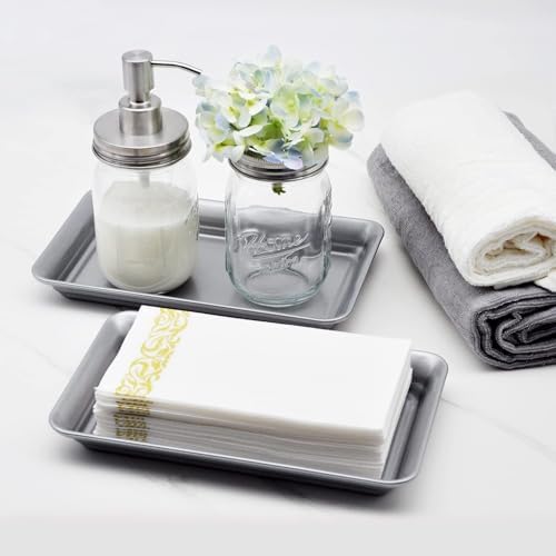 SheeChung Metal Vanity Tray, Bathroom Counter Storage Tray, Gray