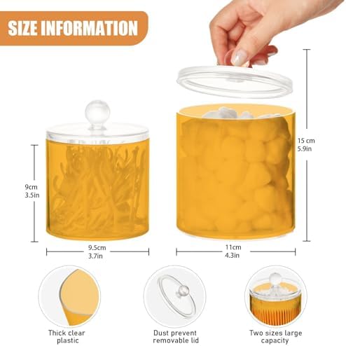 Gredecor Orange Apothecary Jars with Lids for Bathroom & Kitchen Organization Containers Acrylic Plastic Organizers Great for Q-Tip Cotton Swabs, Jewelry, Food & Candy Storage, Set of 2 Sizes