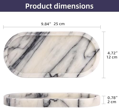 Natural Marble Tray Oval, Lilac, 10 x 5 x 0.6