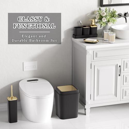 XLHOMO Black Bathroom Set, Bathroom Sets with Shower Curtain and Rugs