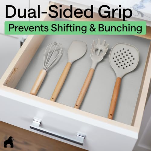 GORILLA GRIP Shelf Liner, Kitchen Drawer Protector, 12x240 Light Gray
