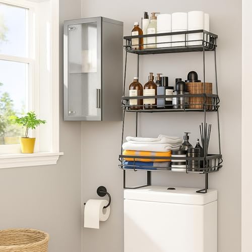 ShellKingdom Over The Toilet Storage Shelf, 3 Tier Toilet Paper Holder Rack