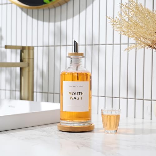 11.8OZ Glass Mouthwash Dispenser, Clear