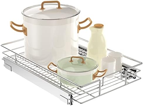 LOVMOR Pull Out Cabinet Organizer 14"W x 21"D, Kitchen Cabinet Pull Out Shelves Slide Out Storage