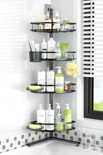 Standing Shower Caddy Corner - Rustproof Bathroom Shower Stand Shelf