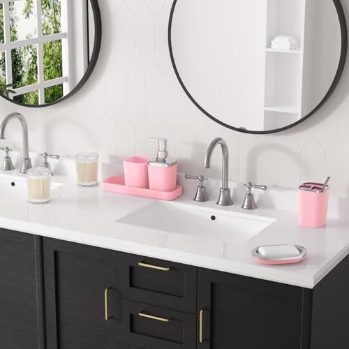 XLHOMO Pink Bathroom Set, 9 Pieces Bathroom Accessory Set