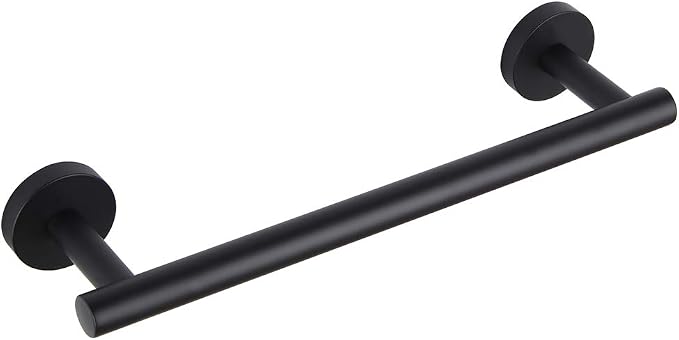 GERZ Contemporary 12-Inch Towel Bar Bath Hand Towel Holder SUS 304 Stainless Steel Wall Mounted Bathroom Organizer Matte Black AG1101C30.5-BK