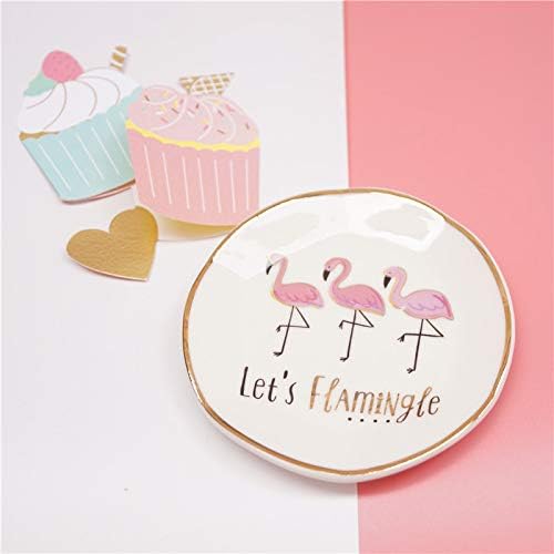 Stephanie Imports Let's Flamingle - Ceramic Trinket Plate and Decorative Jewelry Dish