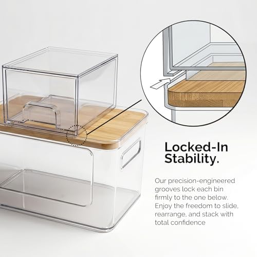 Hudgan Under Sink Organizer 3 in 1, Stackable Acrylic Bathroom Storage, Trash Bag Dispenser and Dishwasher Pods Holder for Kitchen and Laundry Room Organization