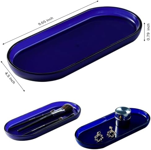 SheeChung Acrylic Vanity Tray, Bathroom Makeup Organizer Countertop, Blue