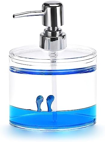 Locco Decor 4 Piece Acrylic Liquid 3D Floating Motion Bathroom Vanity Accessory Set Ocean Cartoon Animal Theme Dolphin Toothbrush Holder, Tumbler, Soap Dispenser, Soap Dis