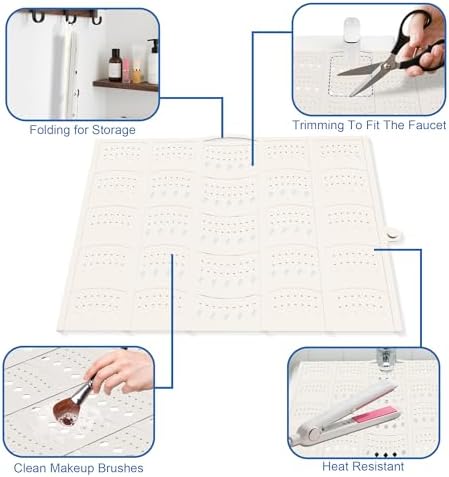 Mofason Bathroom Sink Top Cover for Counter Space, Sink Makeup Mat Pearl
