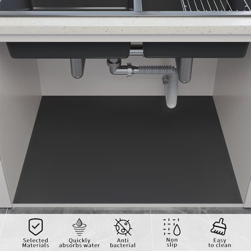 Under Sink Mats-20" x 16" (Cut-to-Fit) Absorbent Shelf Liner for Kitchen&Bathroom Cabinets | Non-Slip, Quick-Dry Cabinet Liner for Under Sink, Vanity & Utility Storage (Navy,20''x16'')