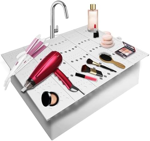 Mofason Bathroom Sink Top Cover - Silicone Foldable Sink Makeup Mat White