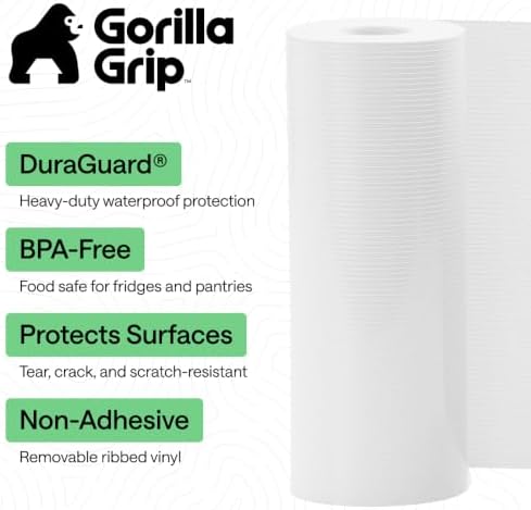 GORILLA GRIP Shelf Liner, Non-Adhesive Cabinet Liners, 20"x20' White