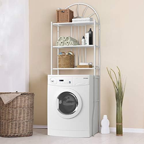 DORTALA 3-Tier Over The Toilet Storage Rack, 3-Tier Bathroom Space Savor, Morden Free Standing Iron Tube Bathroom Shelf, Bathroom Organizer Toilet Rack for Home Bathroom, 23.5" x 13" x 68", White