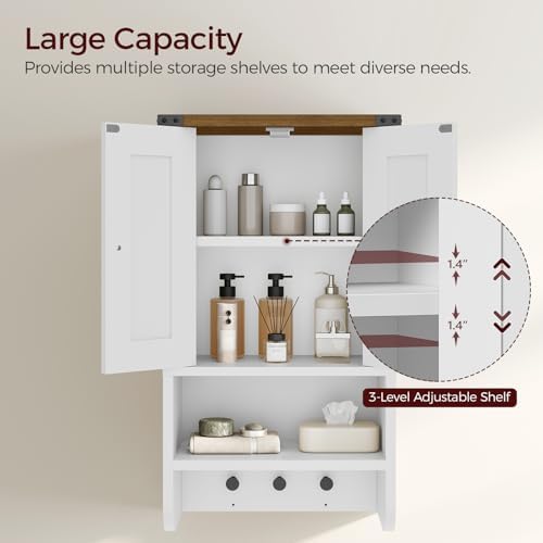 MAHANCRIS Bathroom Wall Cabinet, Farmhouse Wall-Mounted Medicine Cabinet