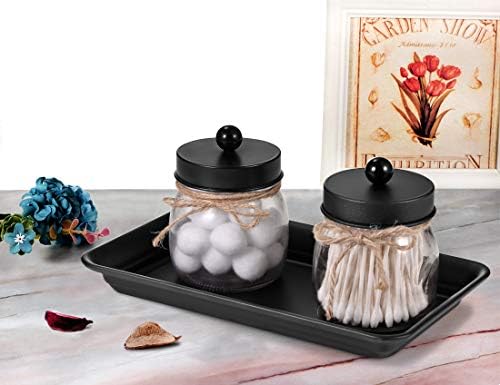 SheeChung Metal Vanity Tray, Bathroom Counter Storage Tray, Black 2 Pack