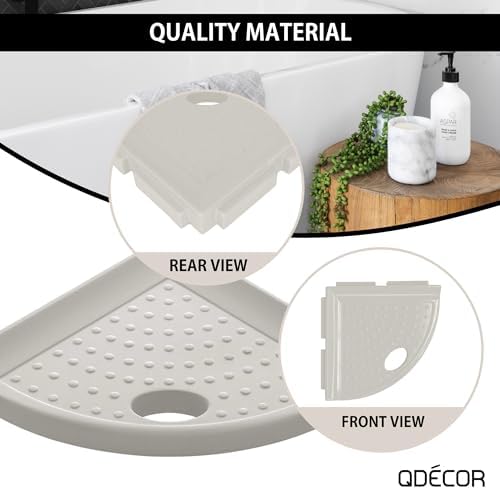 Questech 5" Corner Shower Footrest, Lugged for New Construction, Shaving Shelf for Inside Shower, Bathroom Storage Corner Caddy, Metro Lugged, Gray Polished