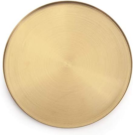 IVAILEX Gold Stainless Steel Round Jewelry and Make up Organiser/Candle Plate Decorative Tray (12.6 inches)
