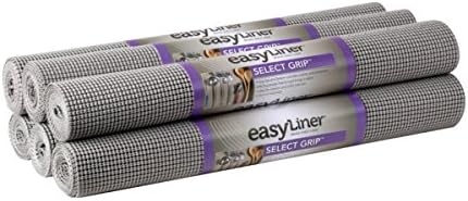 EasyLiner Select Grip Shelf Liner - Easy to Install & Cut to Fit - Non Slip, Non Adhesive, Drawer Shelf & Cabinet Liner for Kitchen, Bathroom, Pantry Cupboards, 20 in x 6 ft (6 Rolls), 36 ft, Gray